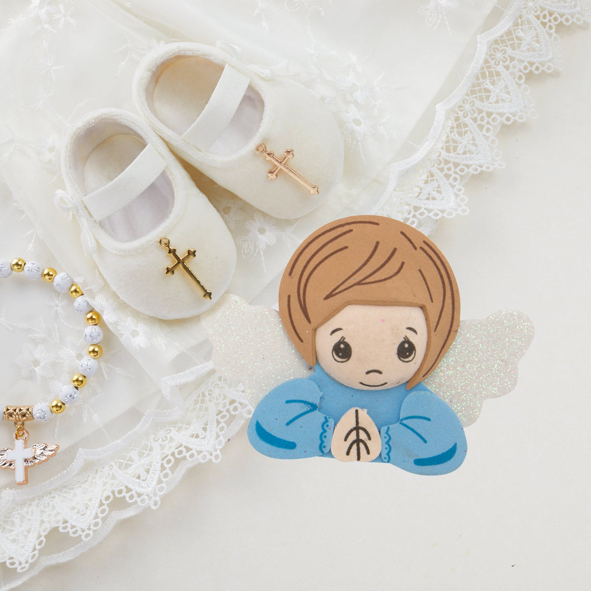 EVA Foam Winged Praying Child Angel 10pc – Pre-Cut & Glitter Accented