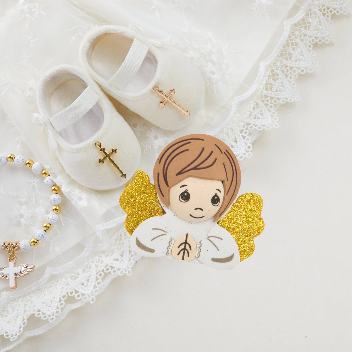 EVA Foam Winged Praying Child Angel 10pc – Pre-Cut & Glitter Accented