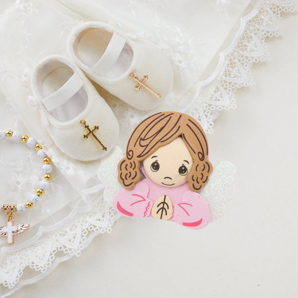 EVA Foam Winged Praying Child Angel 10pc – Pre-Cut & Glitter Accented