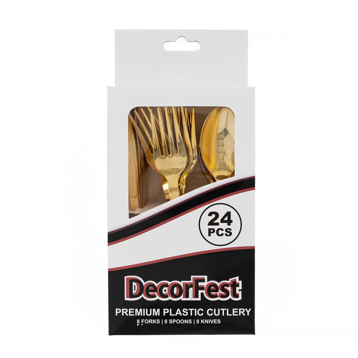 24 Pc. Plastic Cutlery Combo - Gold