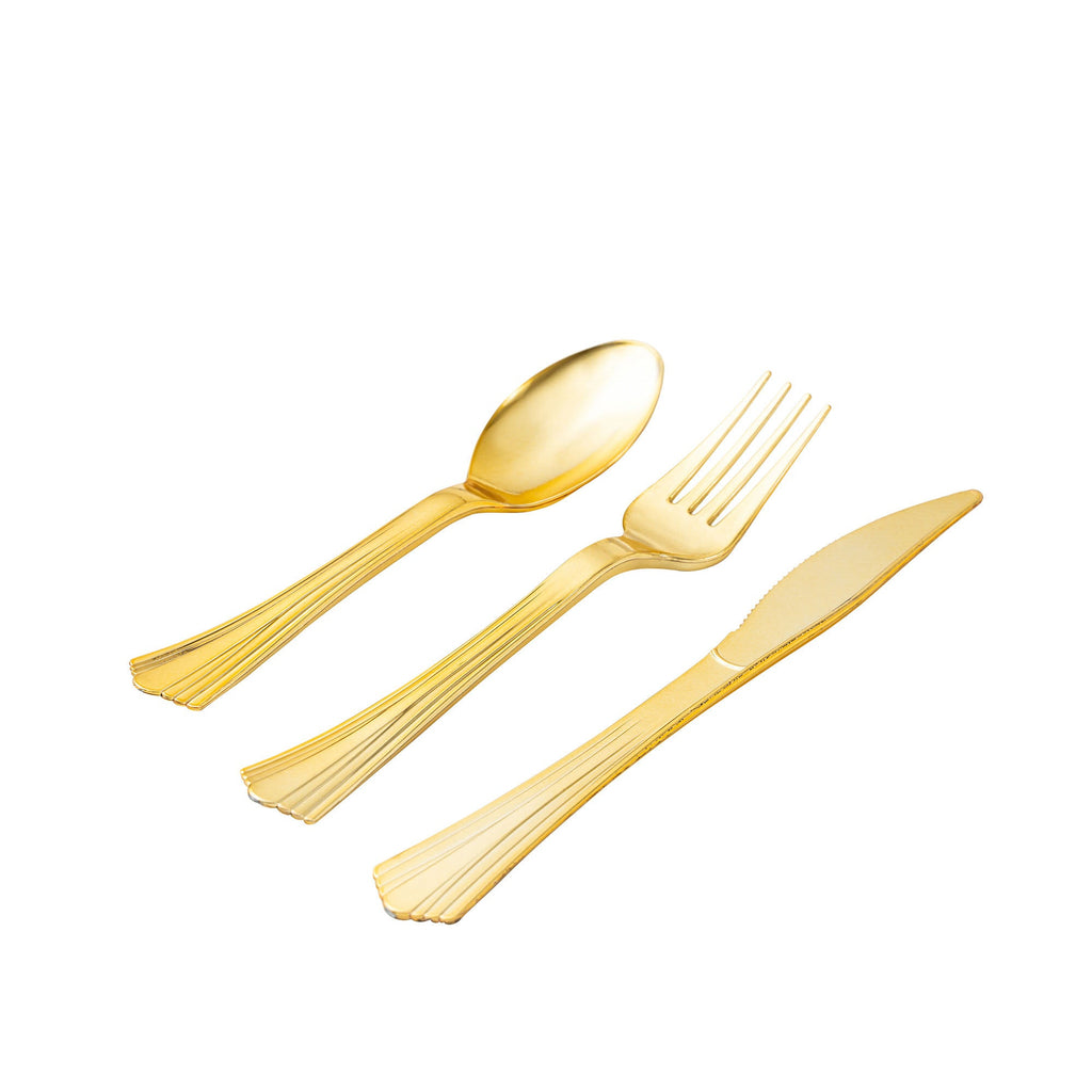 24 Pc. Plastic Cutlery Combo - Gold