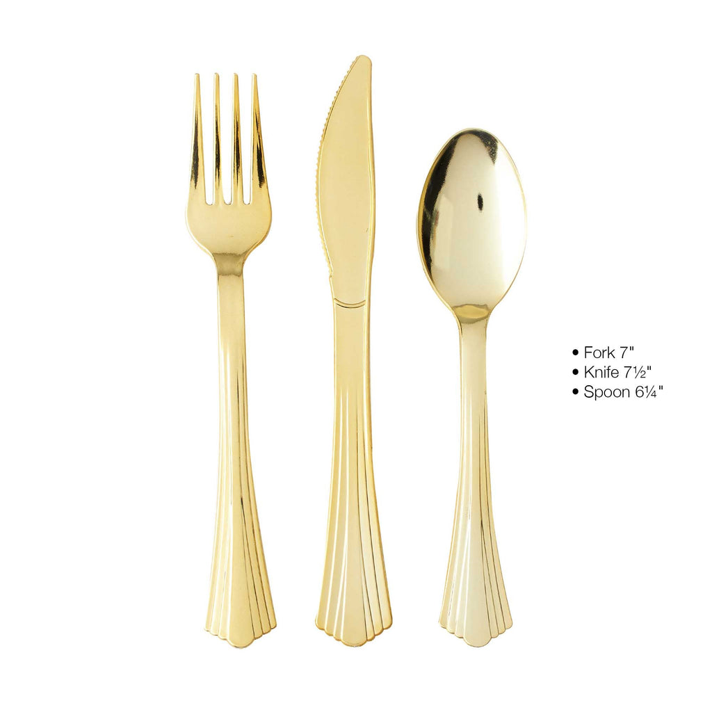 24 Pc. Plastic Cutlery Combo - Gold