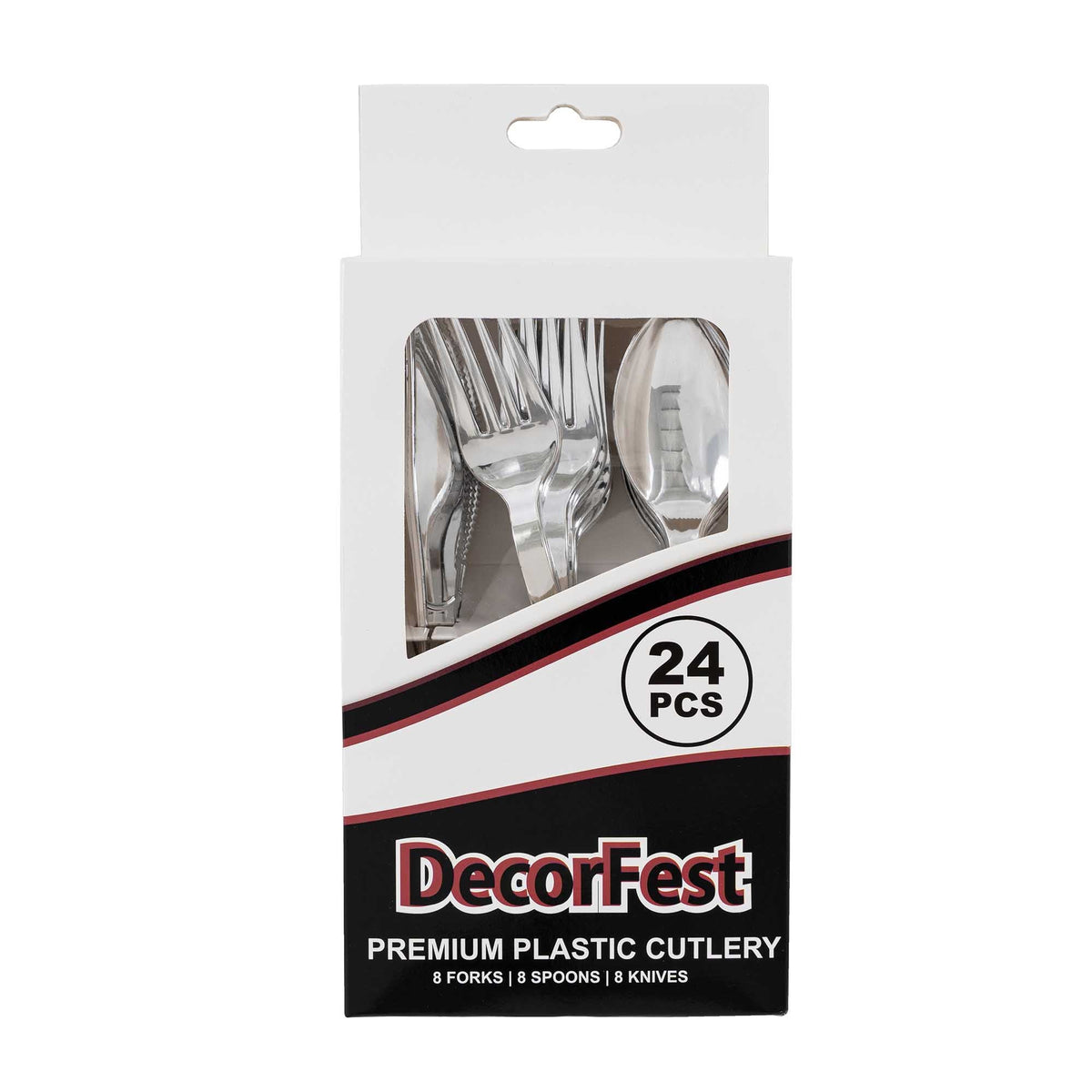 24 Pc. Plastic Cutlery Combo - Silver