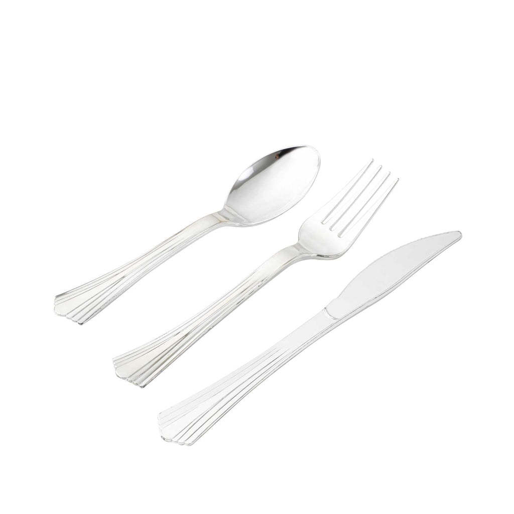 24 Pc. Plastic Cutlery Combo - Silver