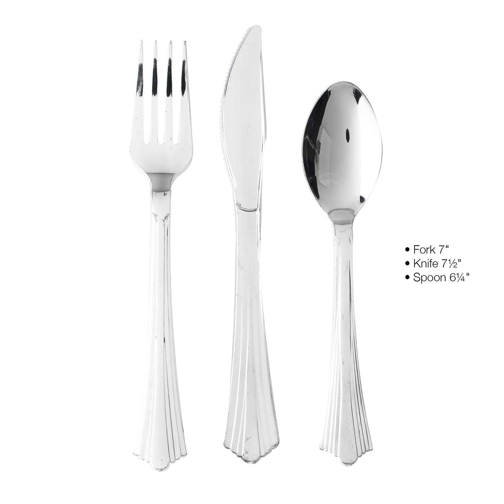 24 Pc. Plastic Cutlery Combo - Silver