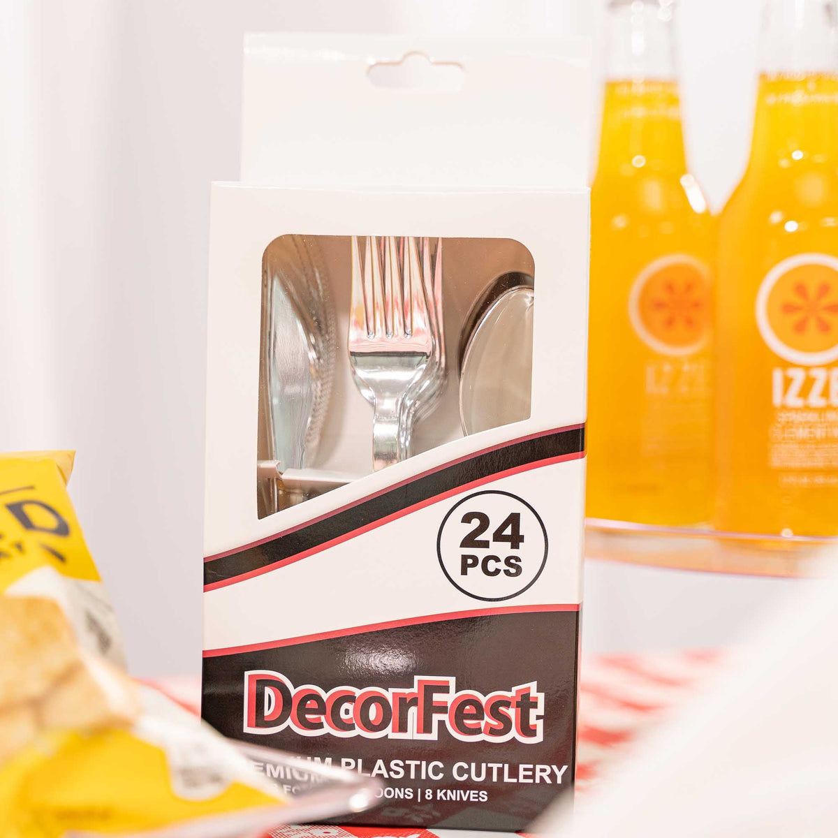 24 Pc. Plastic Cutlery Combo - Silver