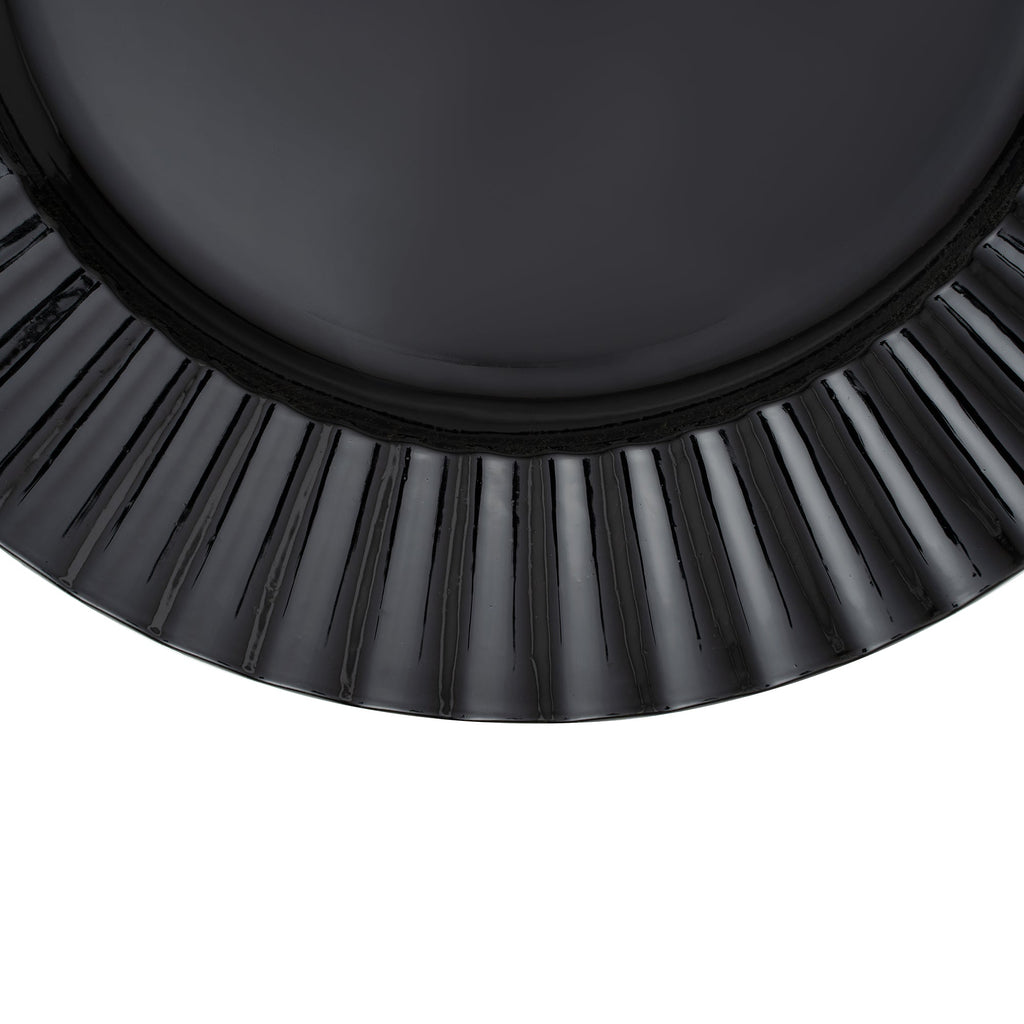 13" Black Fluted Edge Plastic Charger Plate for Elegant Dining