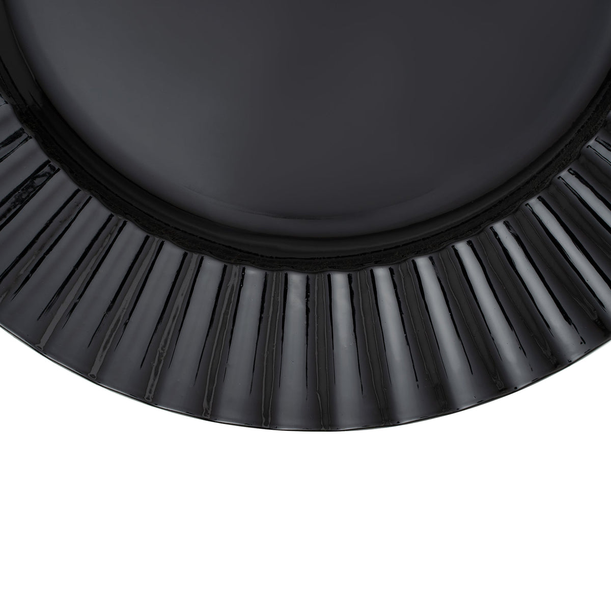 13" Black Fluted Edge Plastic Charger Plate for Elegant Dining