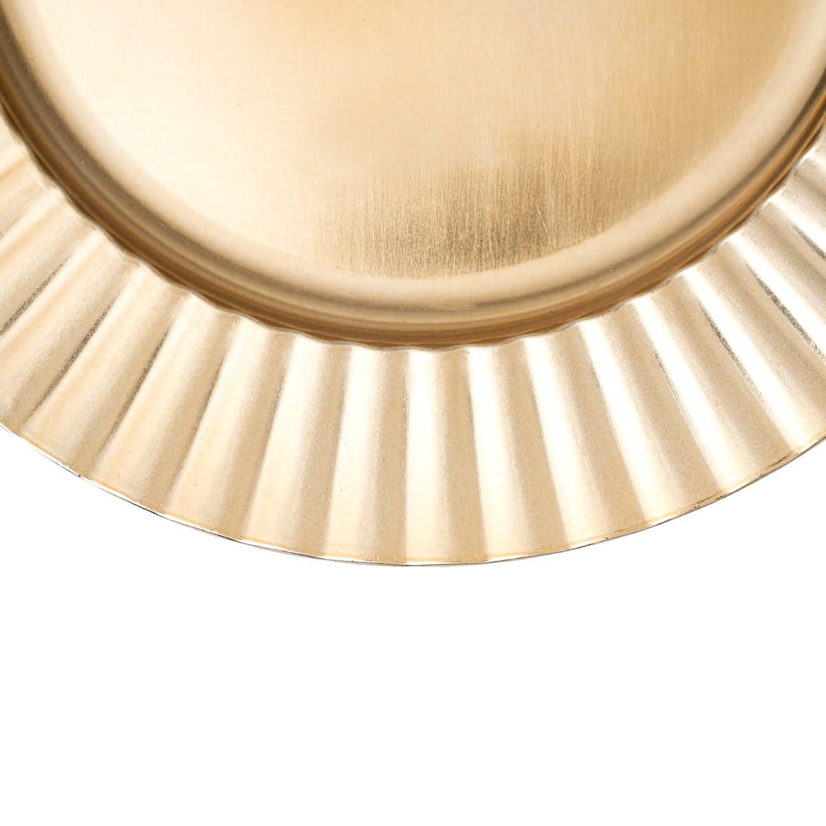 13" Gold Fluted Edge Plastic Charger Plate for Elegant Dining
