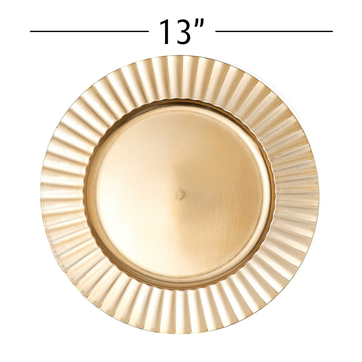 13" Gold Fluted Edge Plastic Charger Plate for Elegant Dining