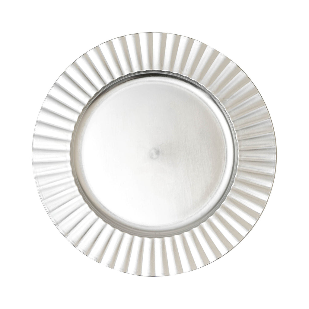 Gloss Fluted Edge Plastic Charger Plate 13" - Silver