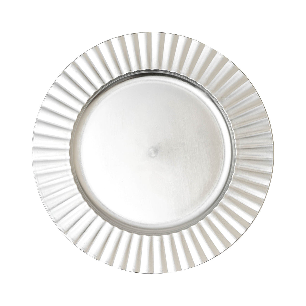 Gloss Fluted Edge Plastic Charger Plate 13" - Silver