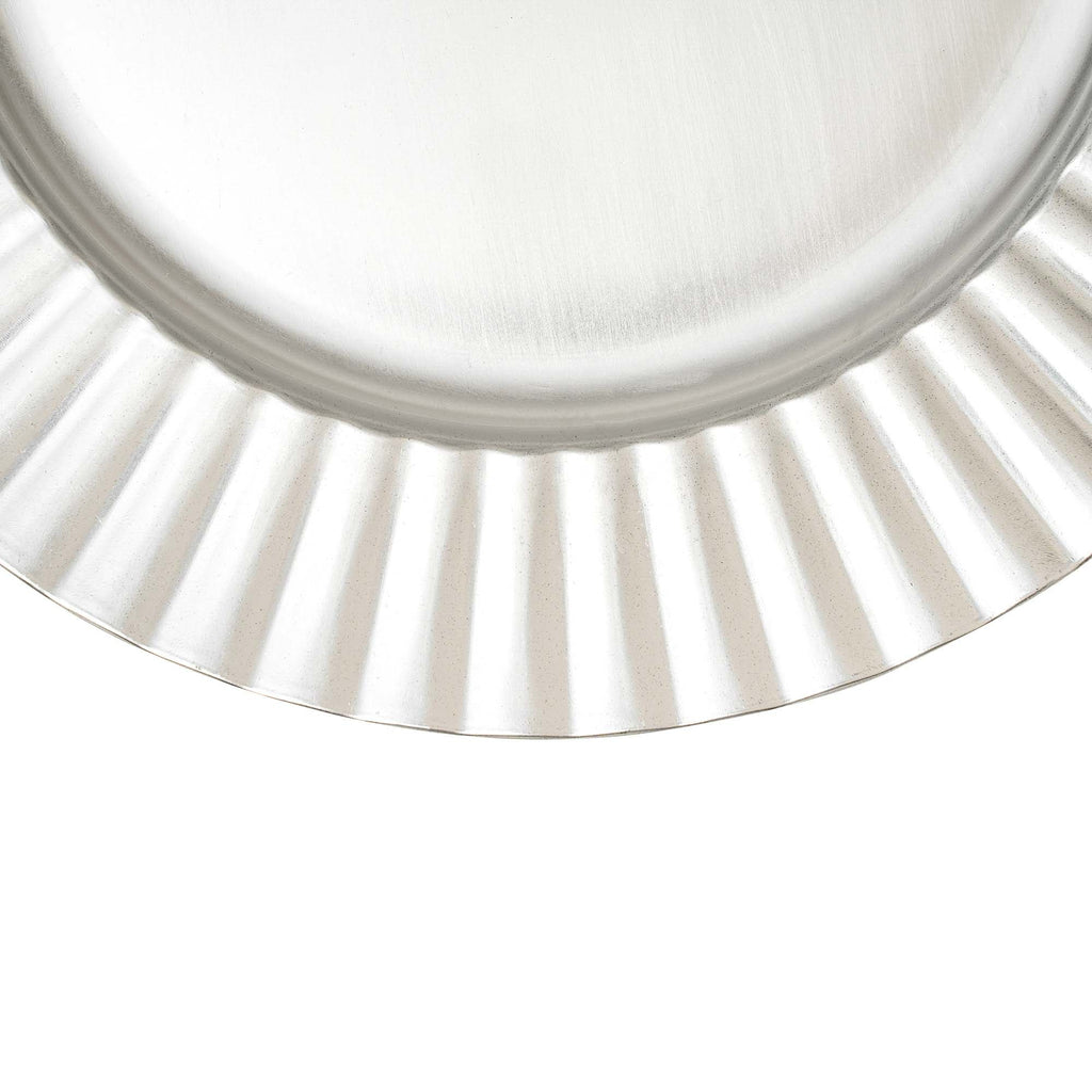 Gloss Fluted Edge Plastic Charger Plate 13" - Silver