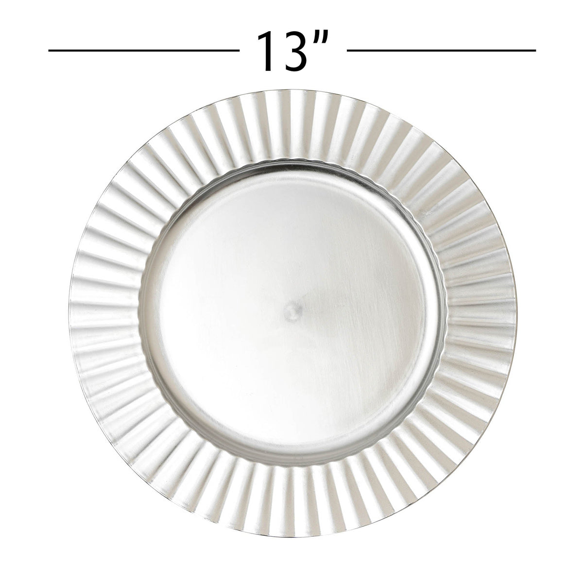 Gloss Fluted Edge Plastic Charger Plate 13" - Silver