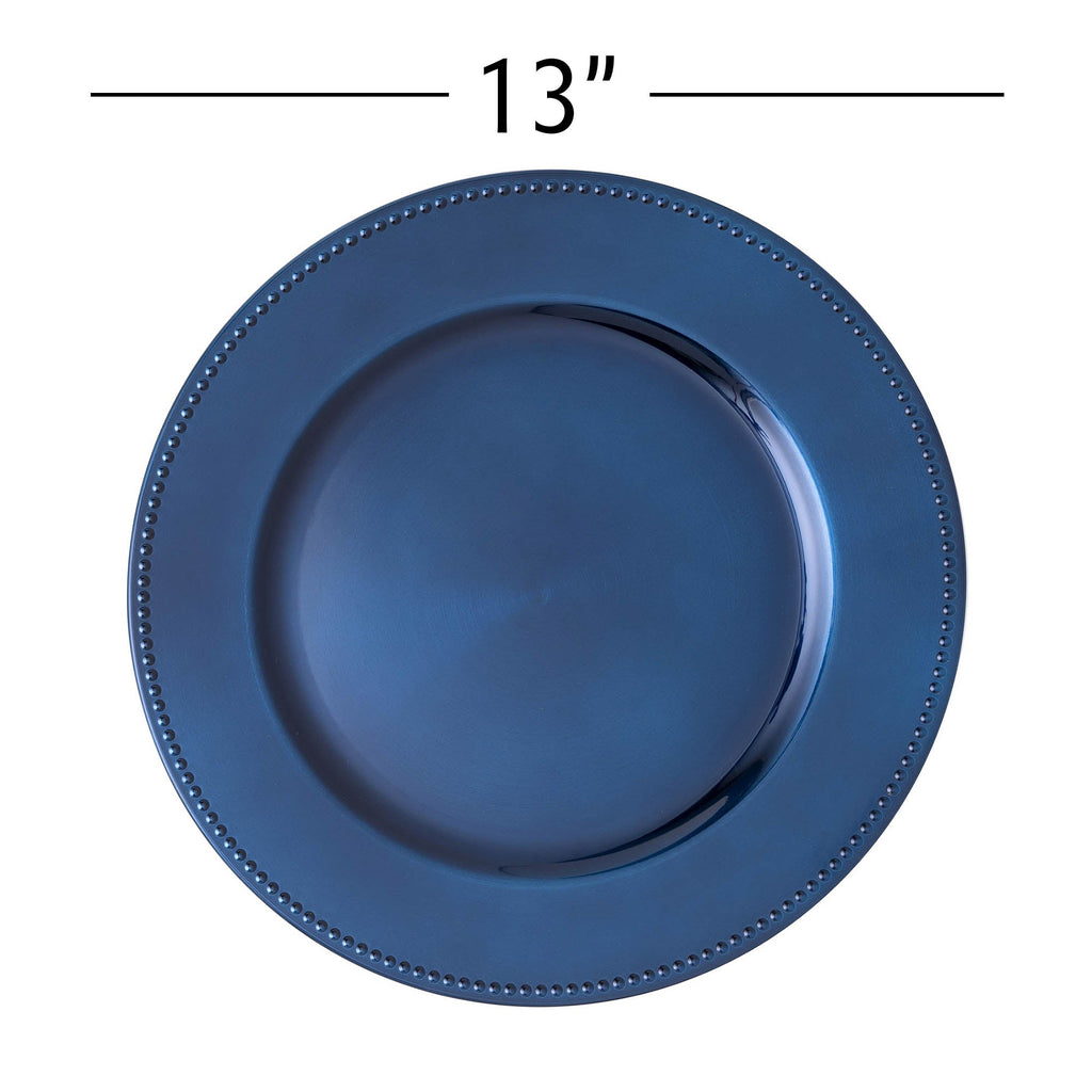 Beaded Edge Plastic Charger Plate 13" - Navy
