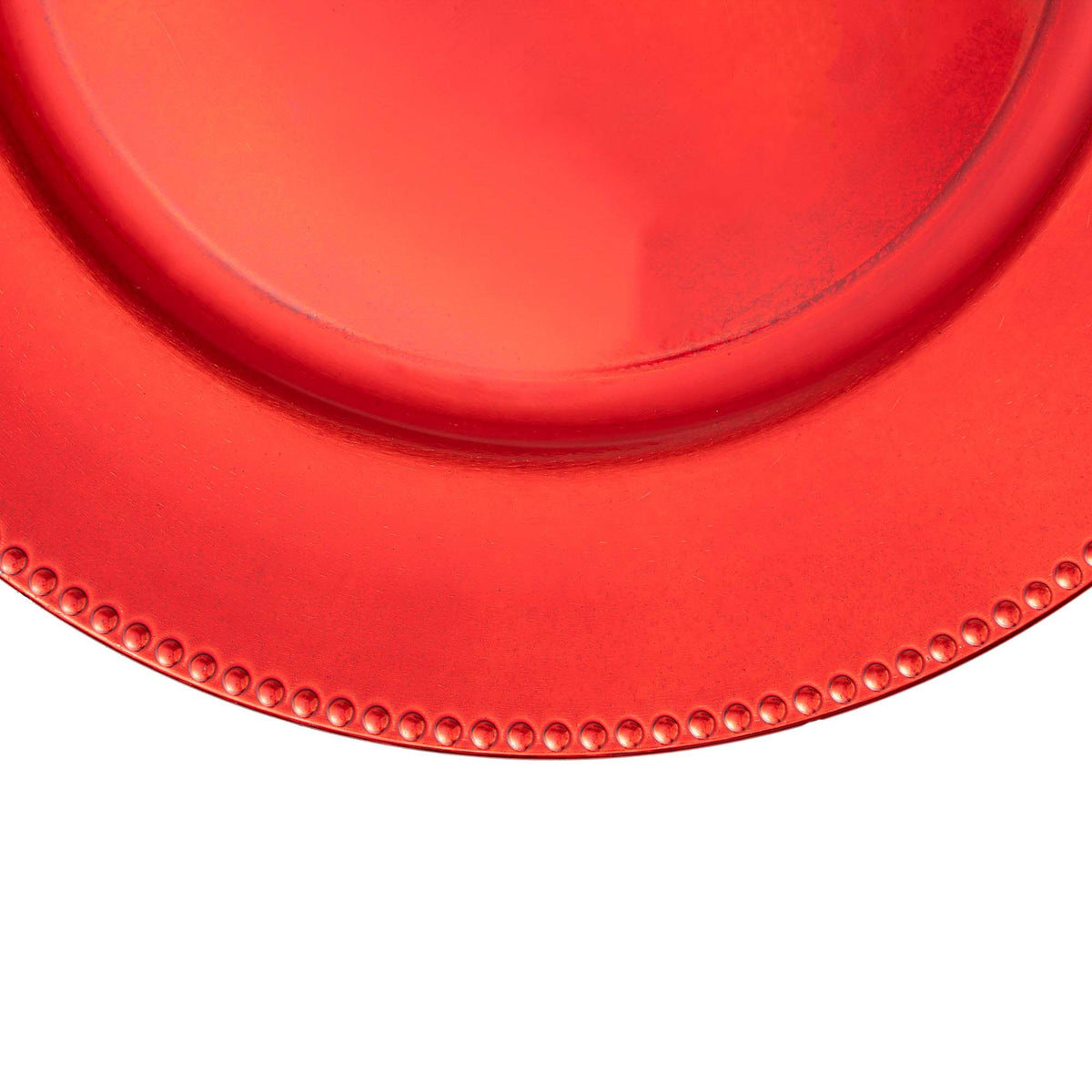 Beaded Edge Plastic Charger Plate 13" - Red