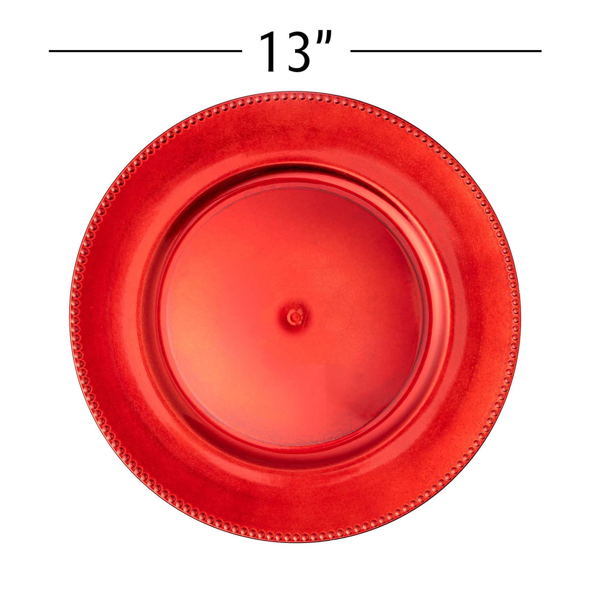 Beaded Edge Plastic Charger Plate 13" - Red