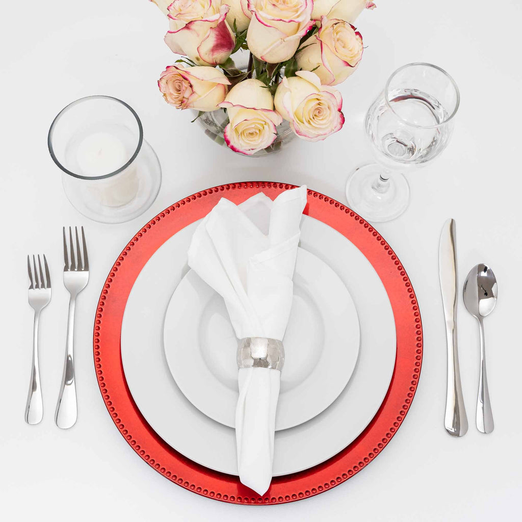 Beaded Edge Plastic Charger Plate 13" - Red