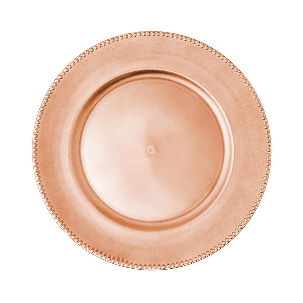 Beaded Edge Plastic Charger Plate 13" - Rose Gold