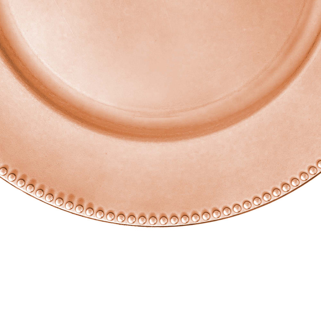 Beaded Edge Plastic Charger Plate 13" - Rose Gold