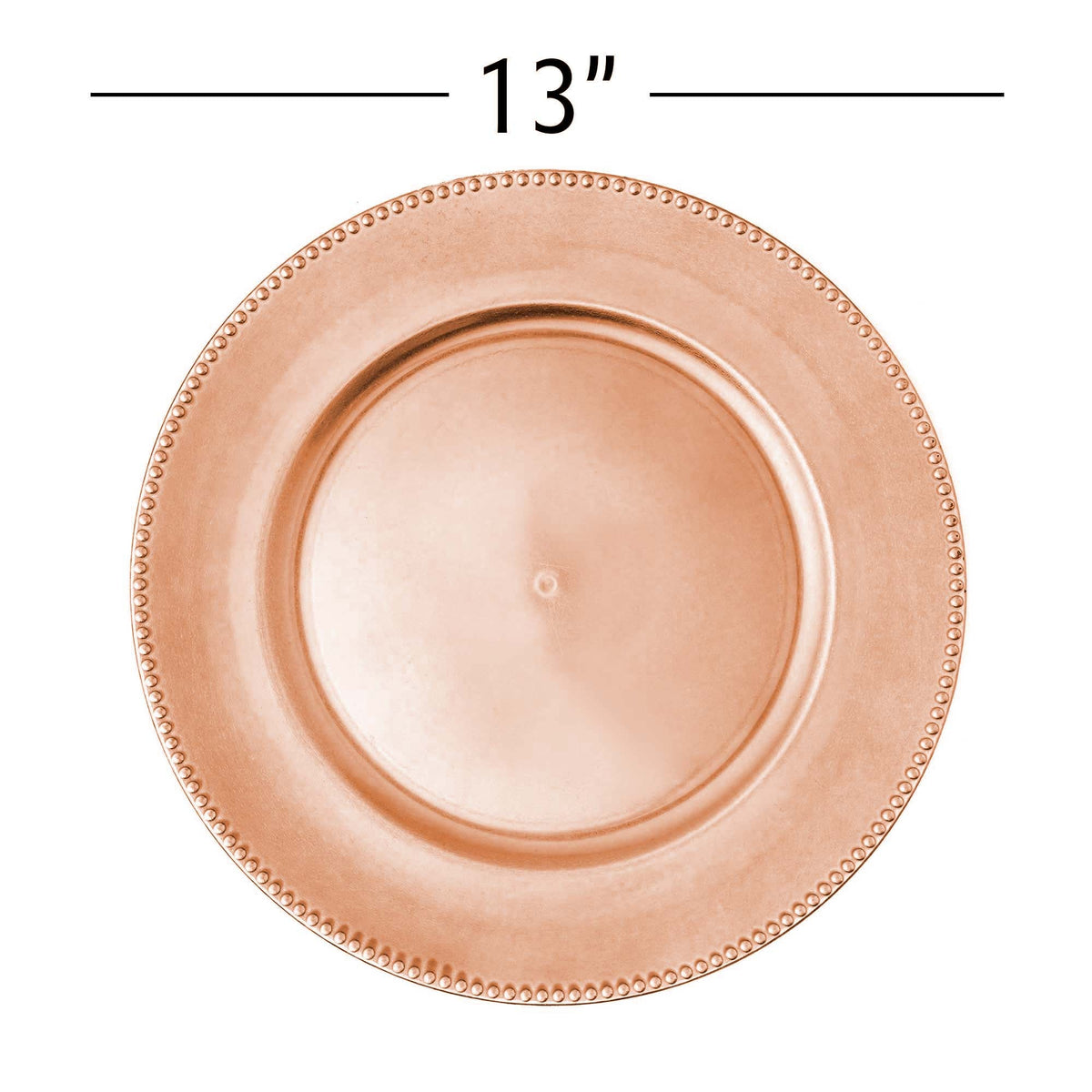 Beaded Edge Plastic Charger Plate 13" - Rose Gold