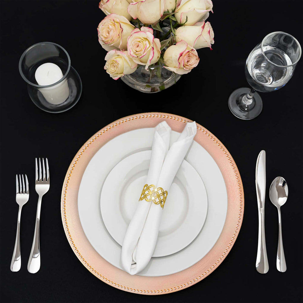 Beaded Edge Plastic Charger Plate 13" - Rose Gold