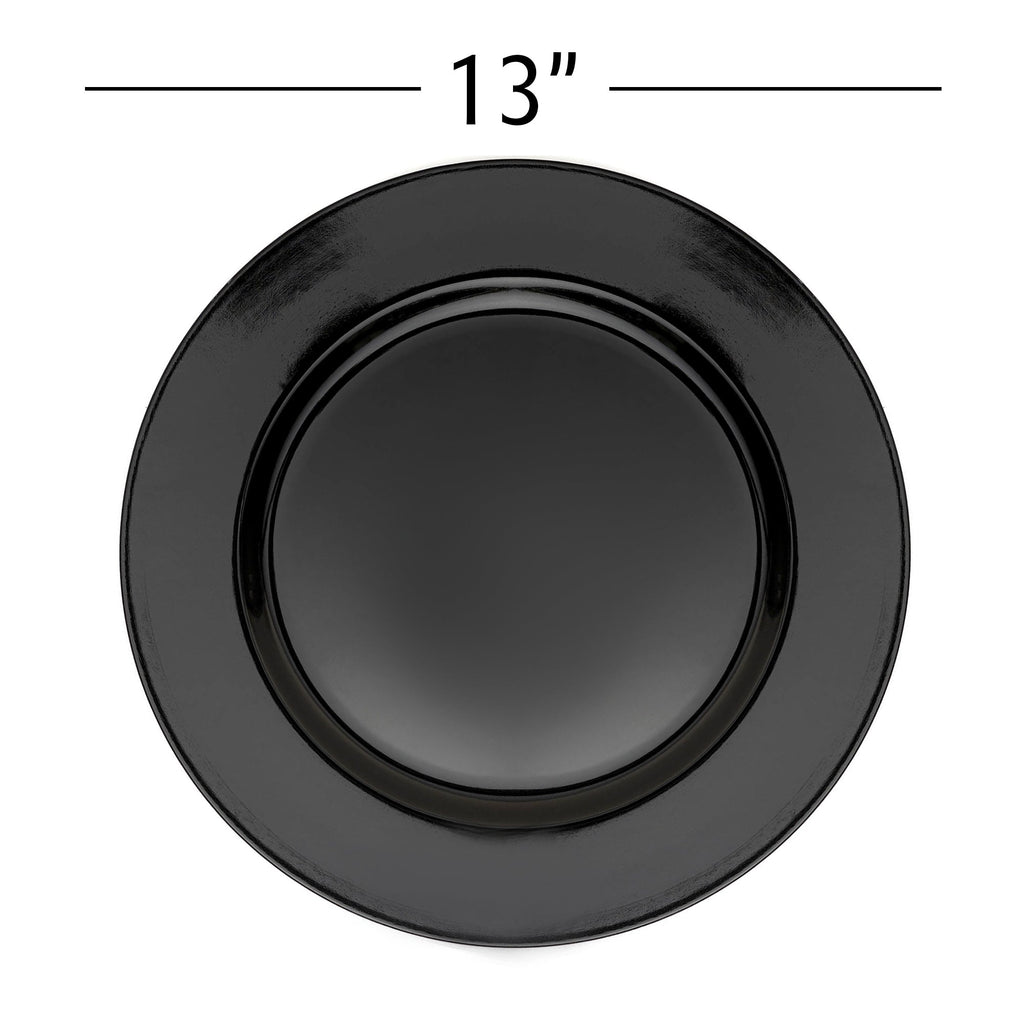 Flat Edge Plastic Charger Plate 13" - Black