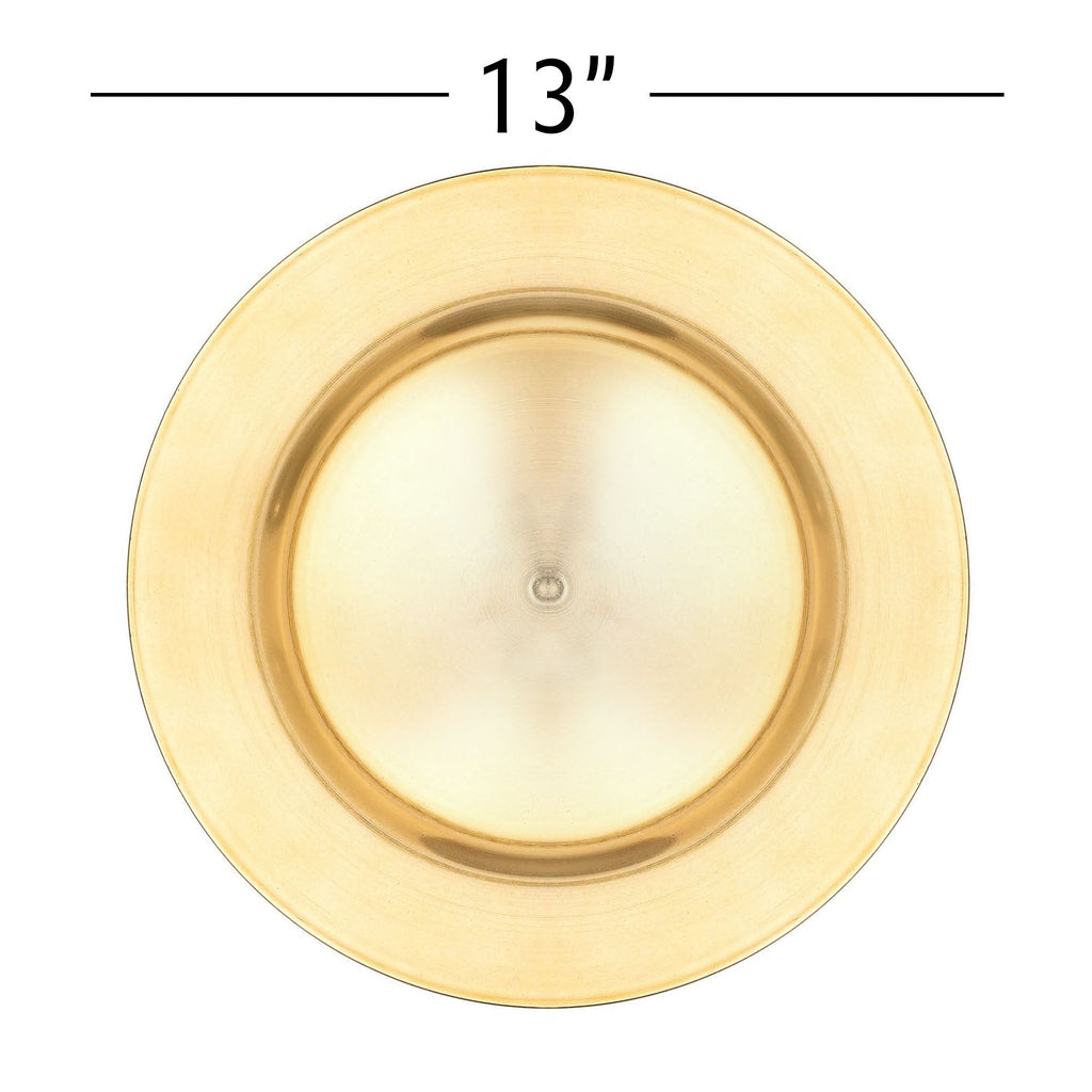 Flat Edge Plastic Charger Plate 13" - Gold
