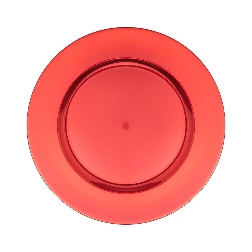 Flat Edge Plastic Charger Plate 13" - Red