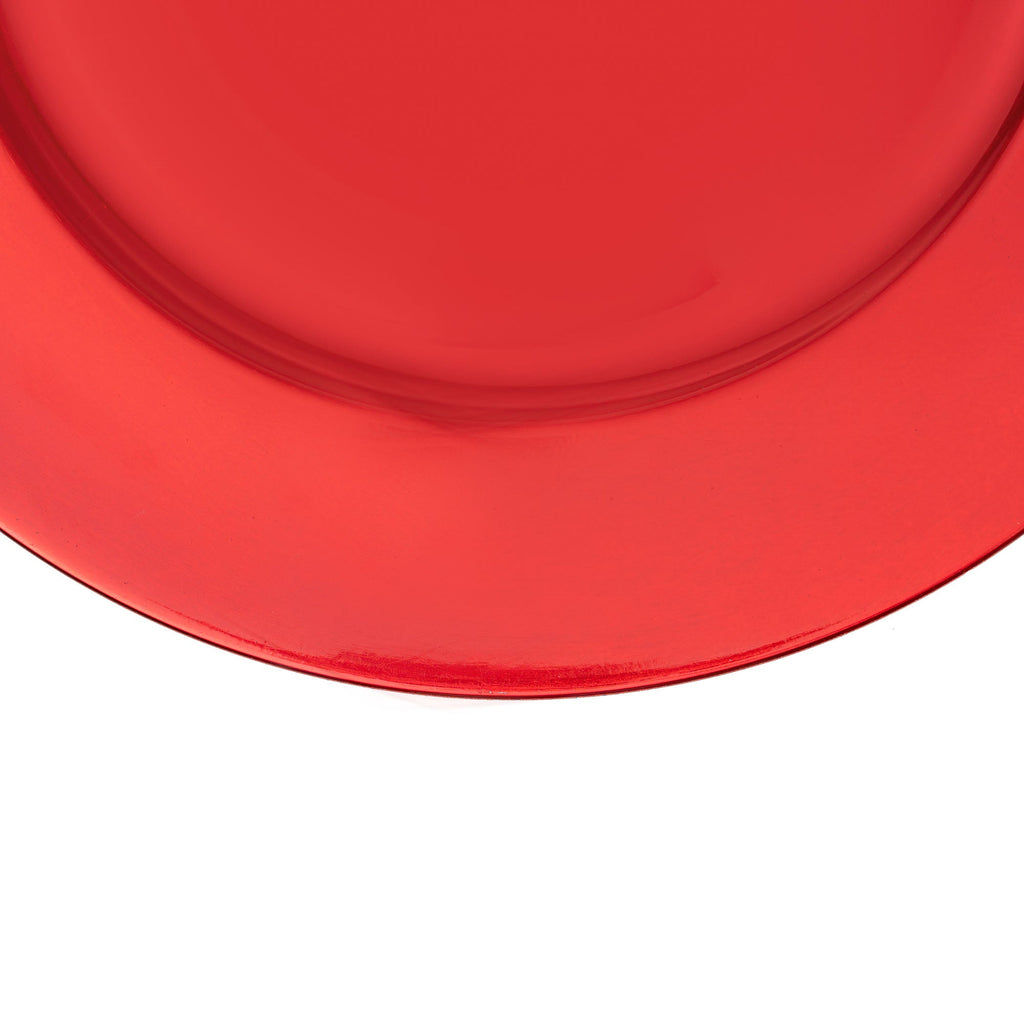 Flat Edge Plastic Charger Plate 13" - Red