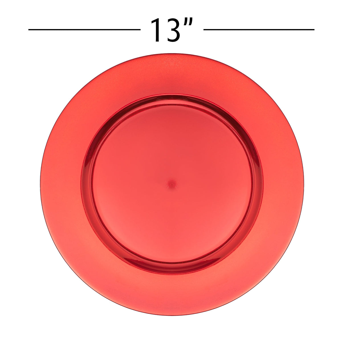 Flat Edge Plastic Charger Plate 13" - Red
