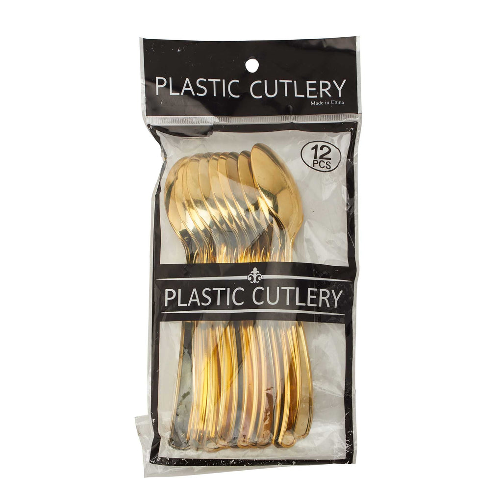 Plastic Spoons 12pc/bag - Gold