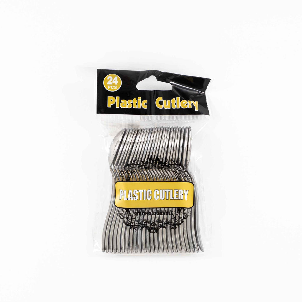 Plastic Mini Spoons 24pc/bag - Silver
