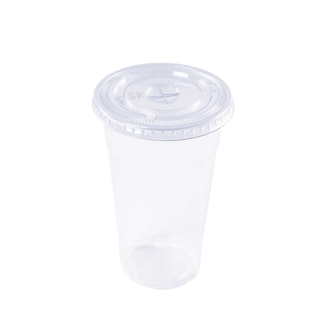 Clear Cup Flat Lid for 14oz, 16oz, 20oz, & 24oz Cups - 100 Pack