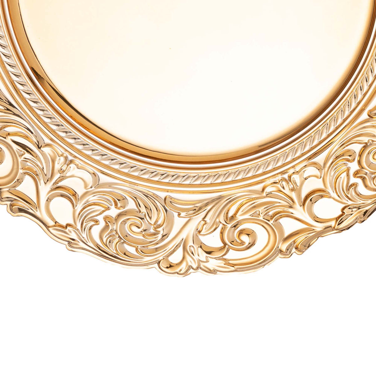 Baroque Plastic Charger Plate With Filigree Rim 14" - Gold