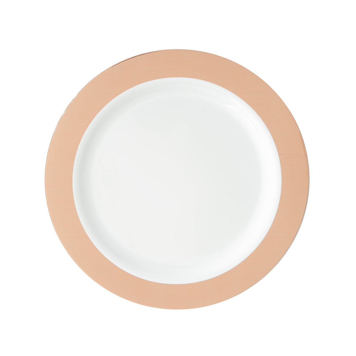 10.5" Disposable Deluxe Plastic Plate with Metallic Rim - Rose Gold