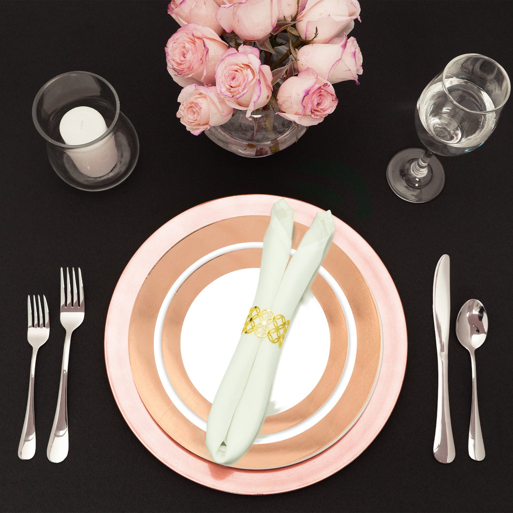 10.5" Disposable Deluxe Plastic Plate with Metallic Rim - Rose Gold