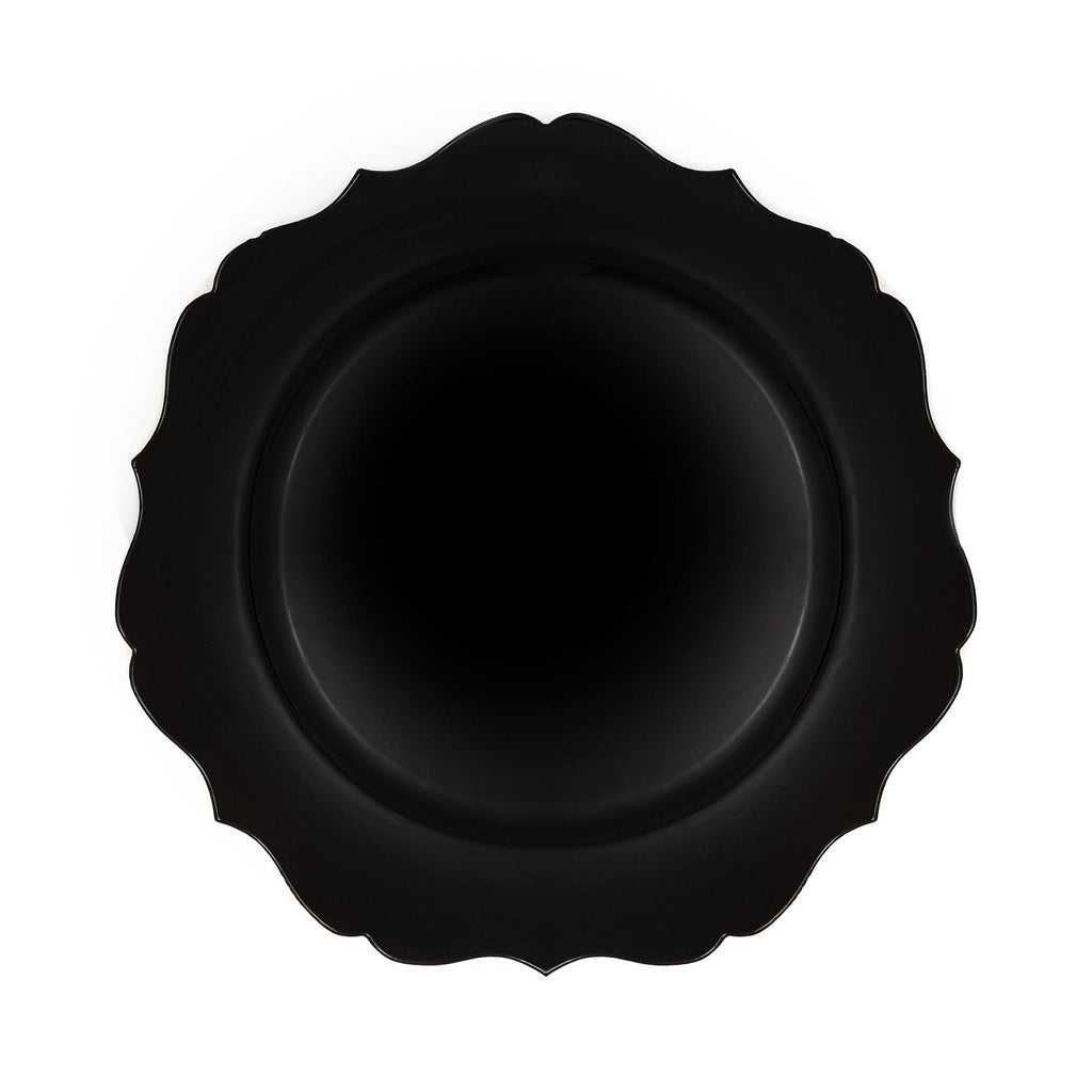 Scalloped Plastic Charger Plate 13" - Black