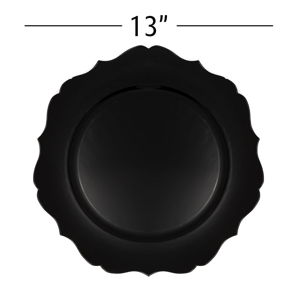 Scalloped Plastic Charger Plate 13" - Black