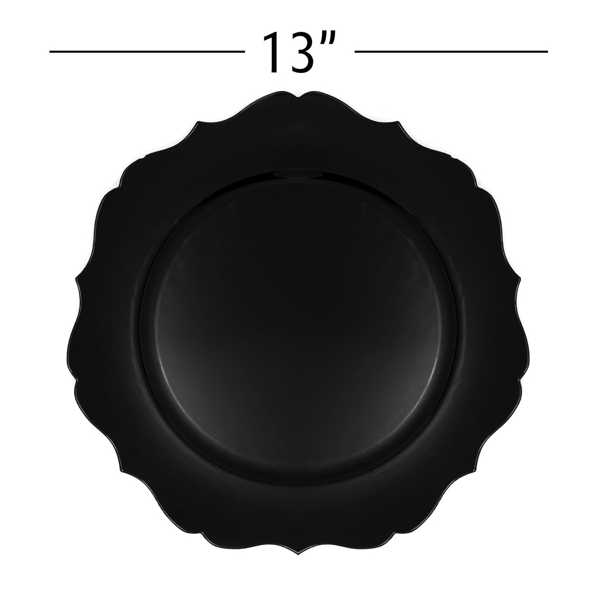 Scalloped Plastic Charger Plate 13" - Black