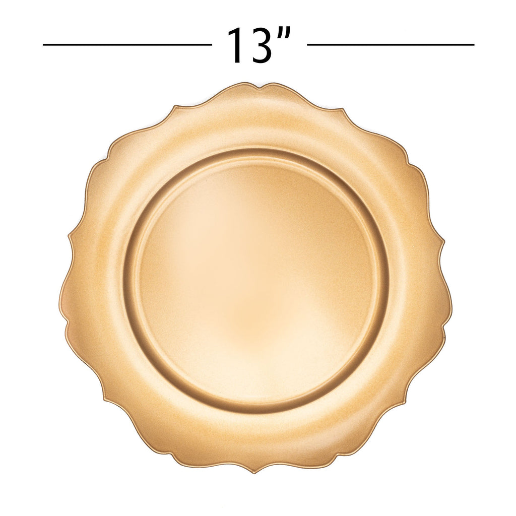 Scalloped Plastic Charger Plate 13" - Gold