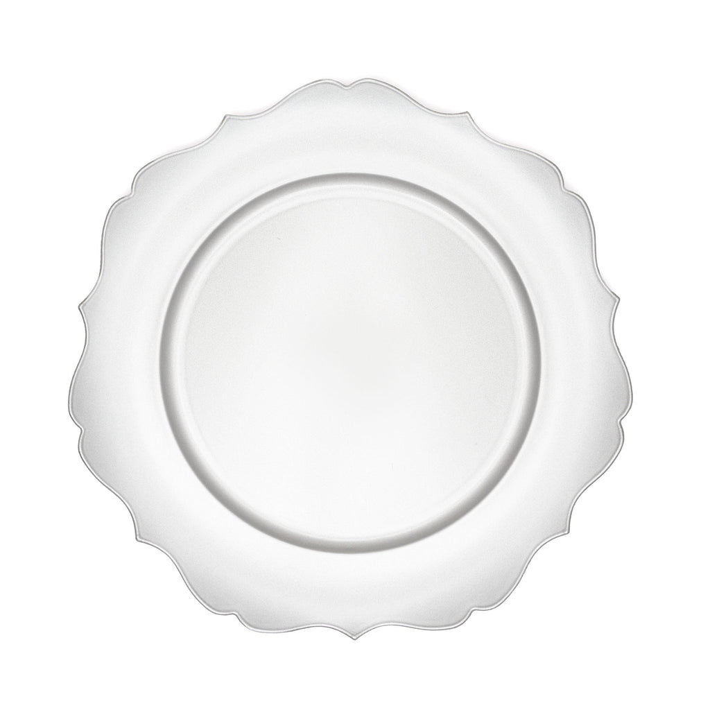 Scalloped Plastic Charger Plate 13" - Silver
