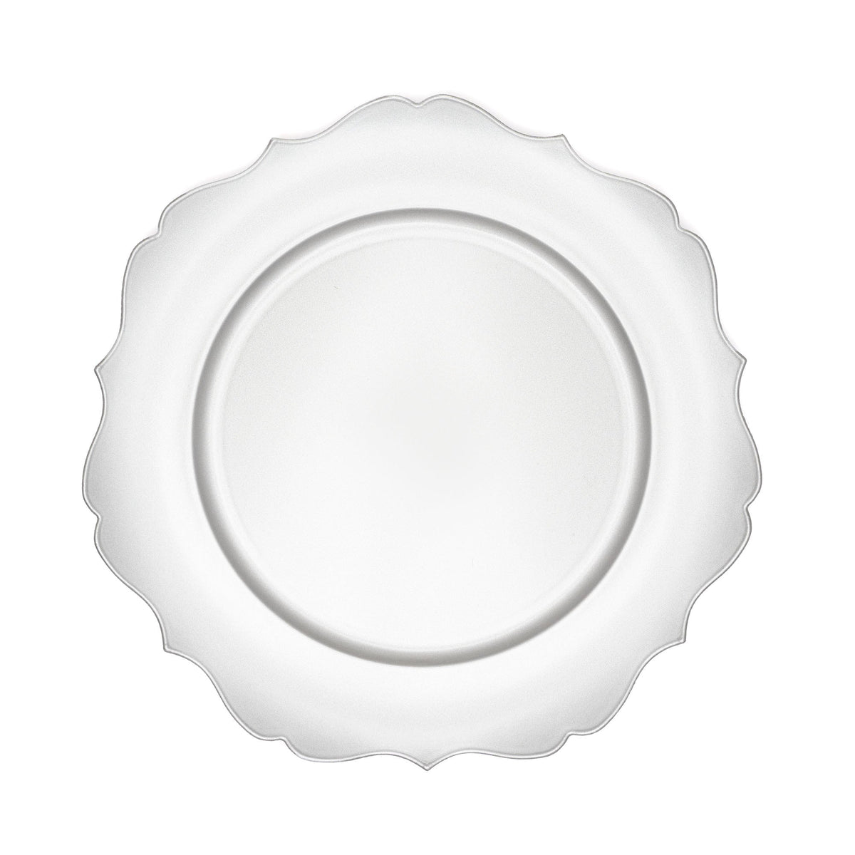Scalloped Plastic Charger Plate 13" - Silver