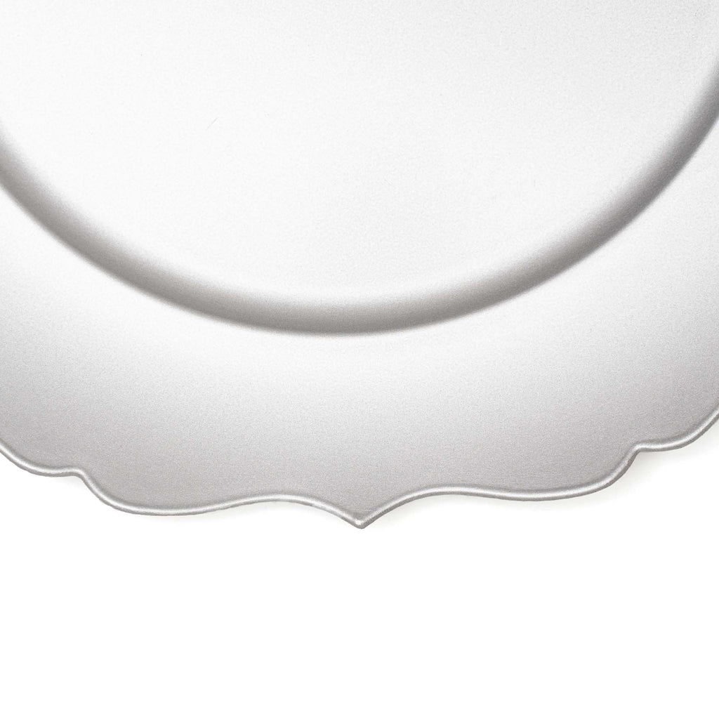 Scalloped Plastic Charger Plate 13" - Silver
