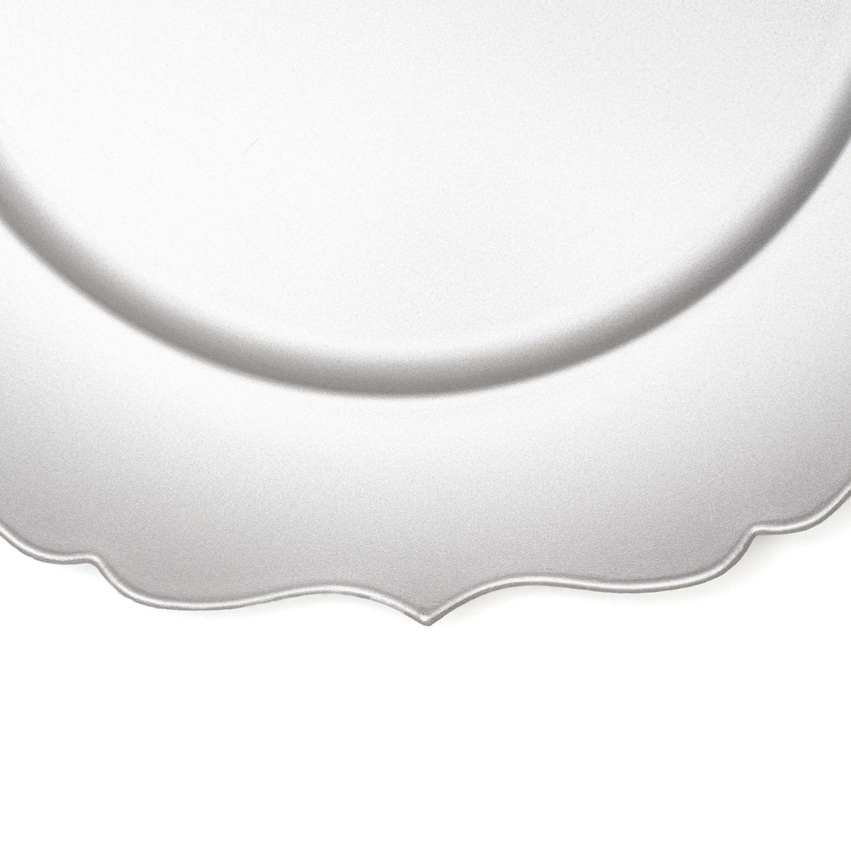 Scalloped Plastic Charger Plate 13" - Silver