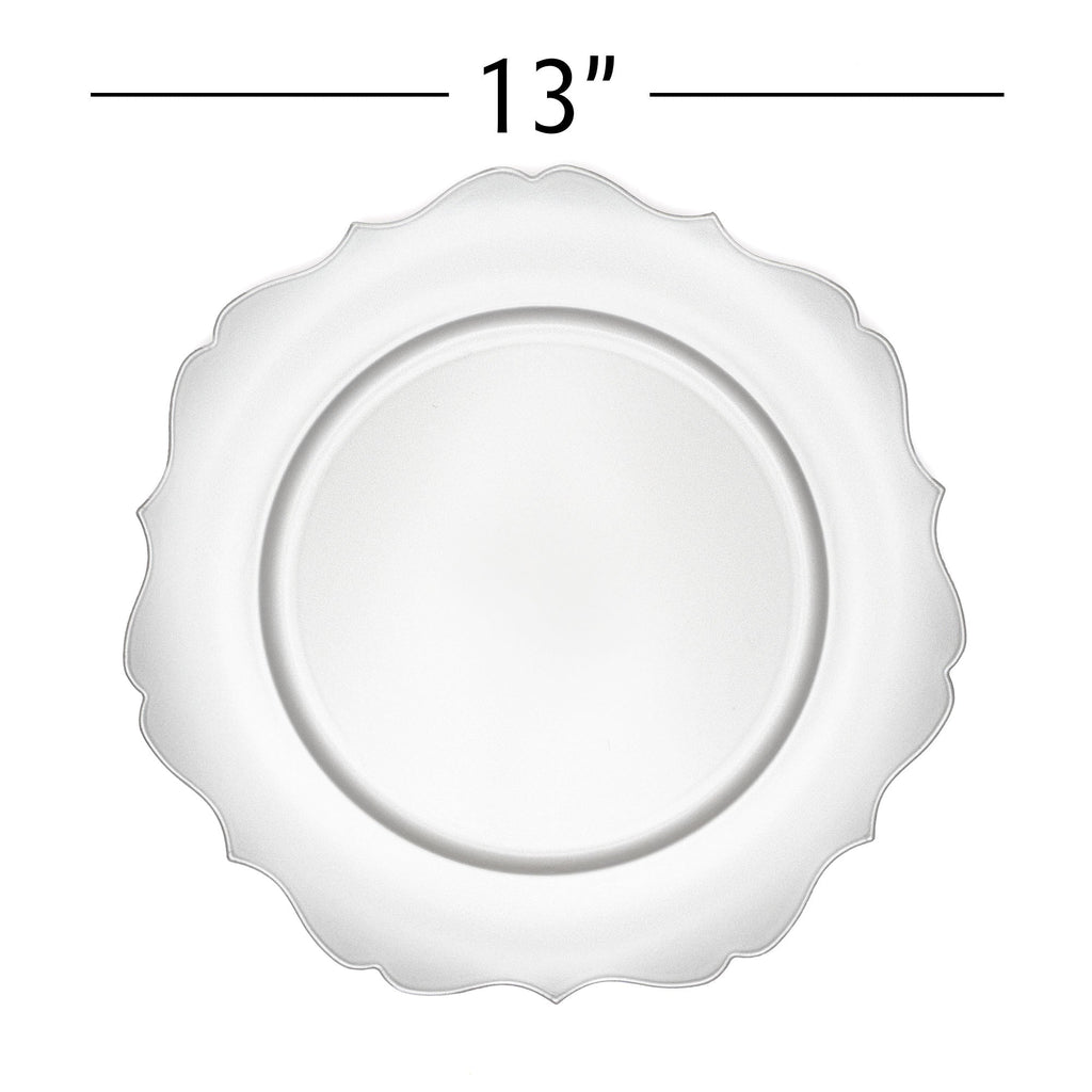 Scalloped Plastic Charger Plate 13" - Silver