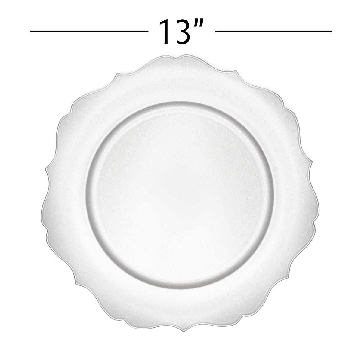 Scalloped Plastic Charger Plate 13" - Silver
