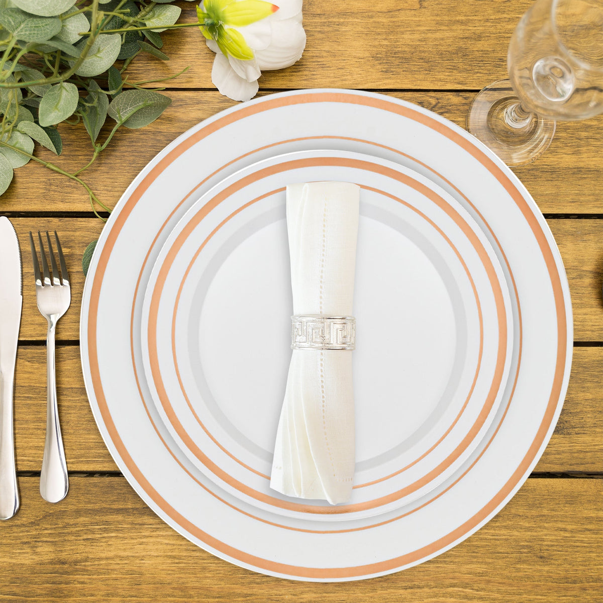 Deluxe Disposable Plates - Set of 50 - Rose Gold