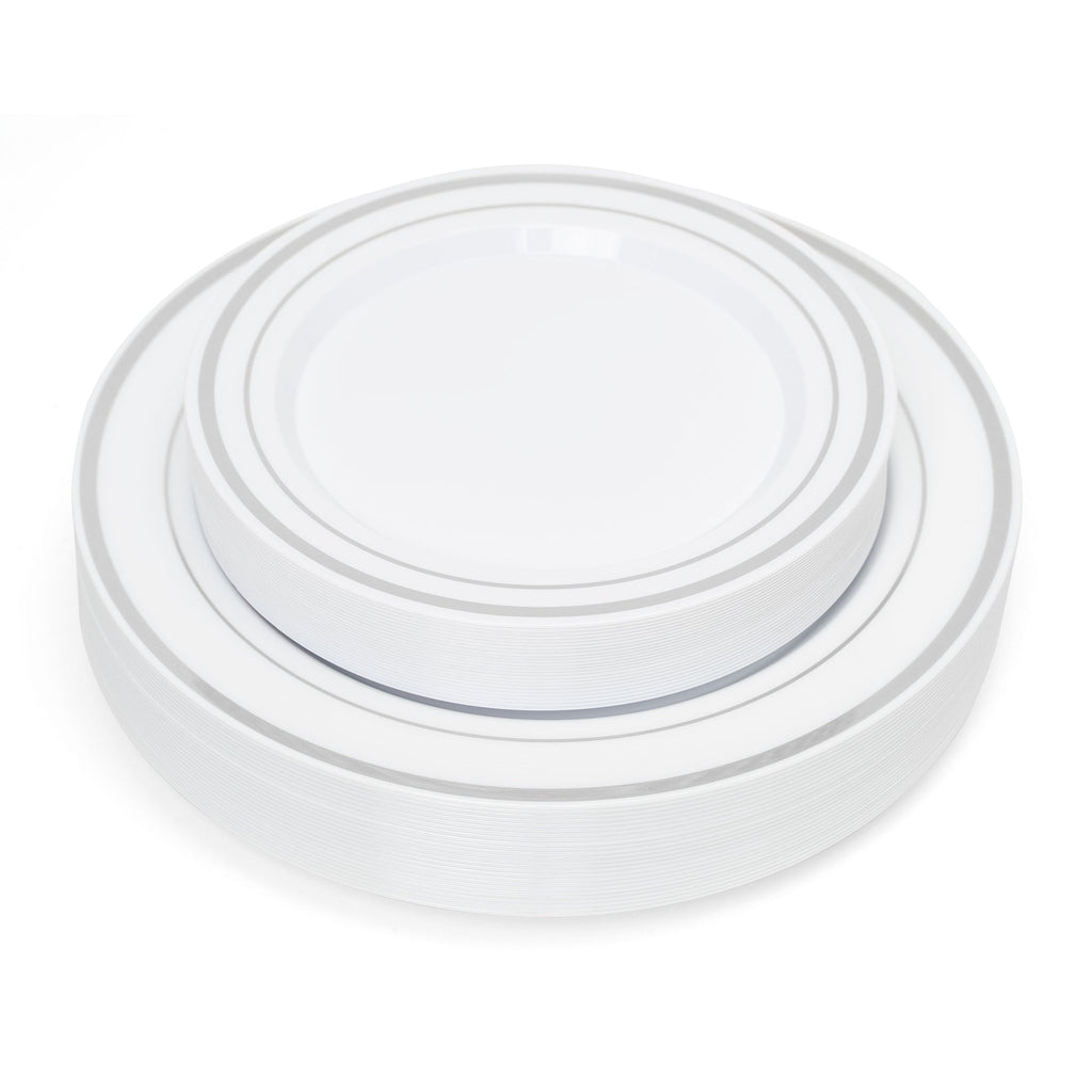 Deluxe Disposable Plates - Set of 50 - Silver