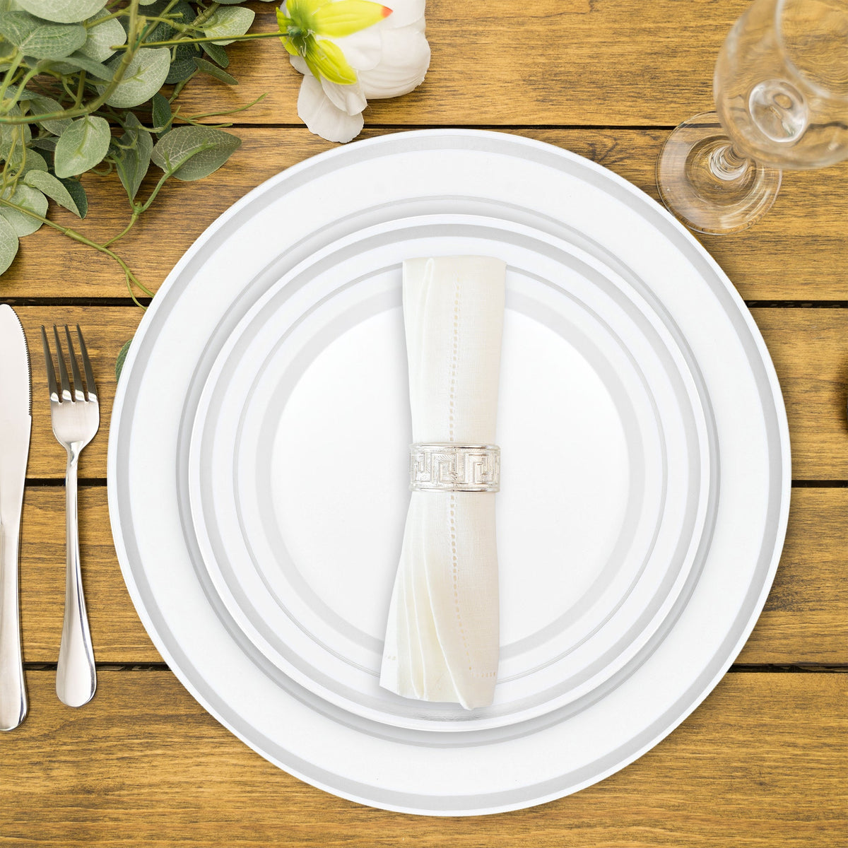 Deluxe Disposable Plates - Set of 50 - Silver
